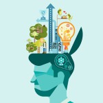 Ecology - Think green human mind vector